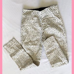 Cream crop pants with black leopard small print